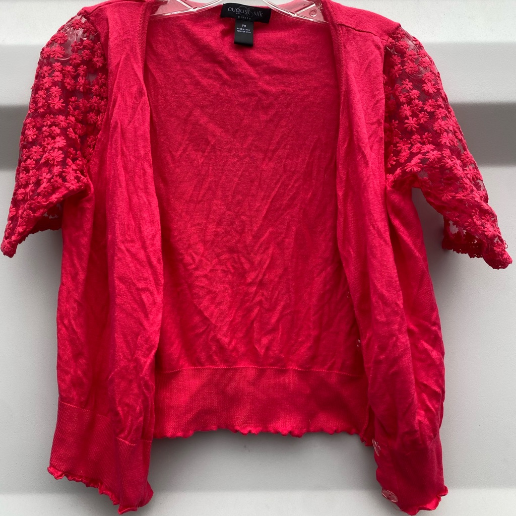 August Silk Red Lace Sleeve Cardigan